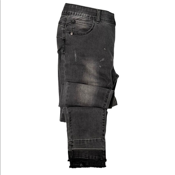 CHARLIE Paige Denim Jeggings Jeans Charcoal Distressed Raw Hem Size Medium - Picture 12 of 12